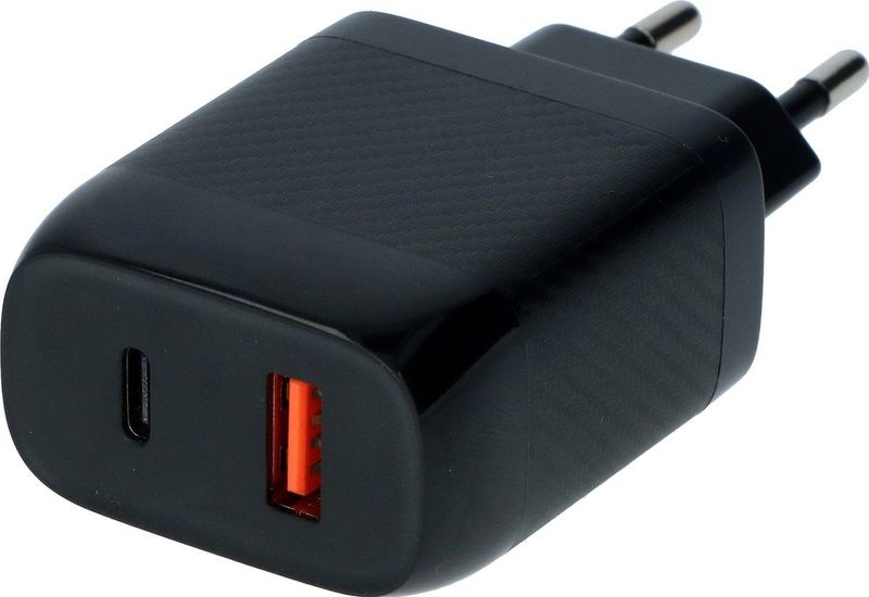 Carpoint - Thuis SnelLader - USB-C en USB 3.0 - Zwart - 18W en 20W