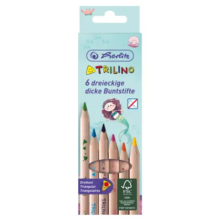 Herlitz Trilino Dreikantbuntstifte 6er Meerjungfrau
