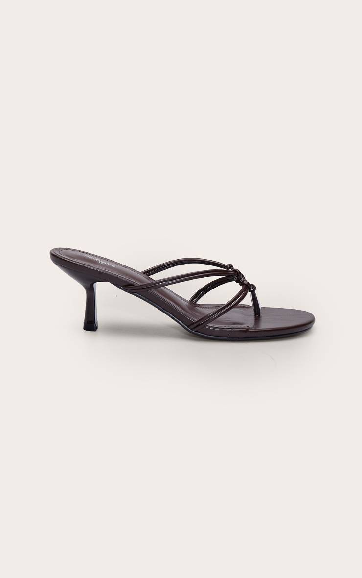 Marron Mules À Talons Avec Anneau Et Bride Entre-orteils