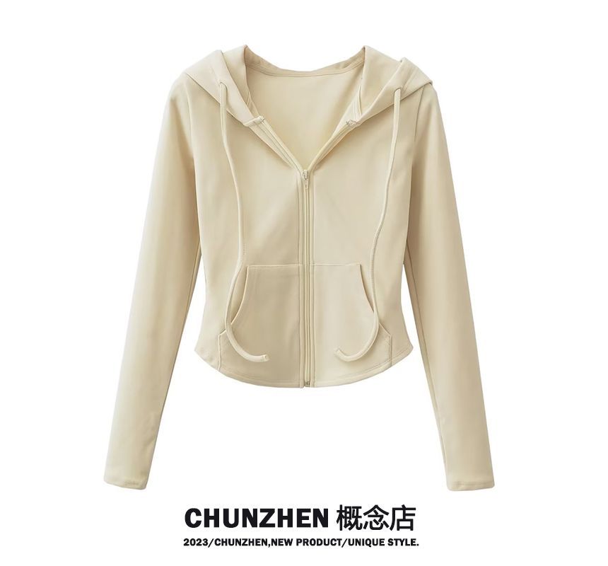 Fatankora - Effen cropped hoodie met rits