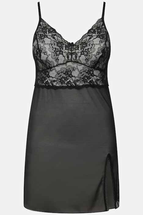 Negligé+String, 2-tlg. Set, Spitze und Mesh