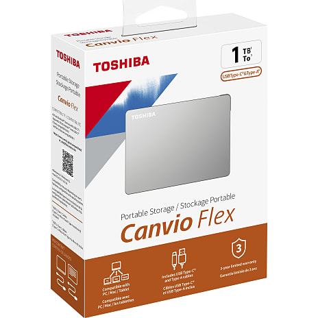 Toshiba Canvio Flex 1TB - sølv
