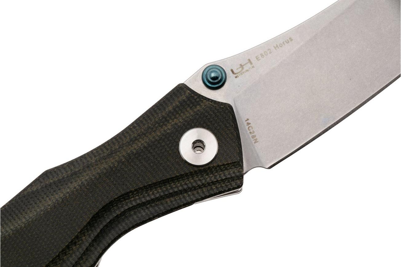 Real Steel Horus E802 Stonewashed 14C28N, Grey Micarta, zakmes