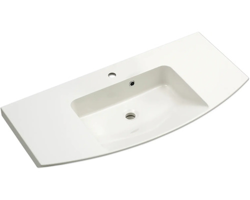 Pelipal Sunline 104 badkamermeubelset, BxHxD 101 x 200 x 50,5 cm, frontkleur: Riviera eiken, 3-delige badkamermeubelset met wastafel en badmeubel van wit mineraalmarmer, spiegelkast met LED-verlichting