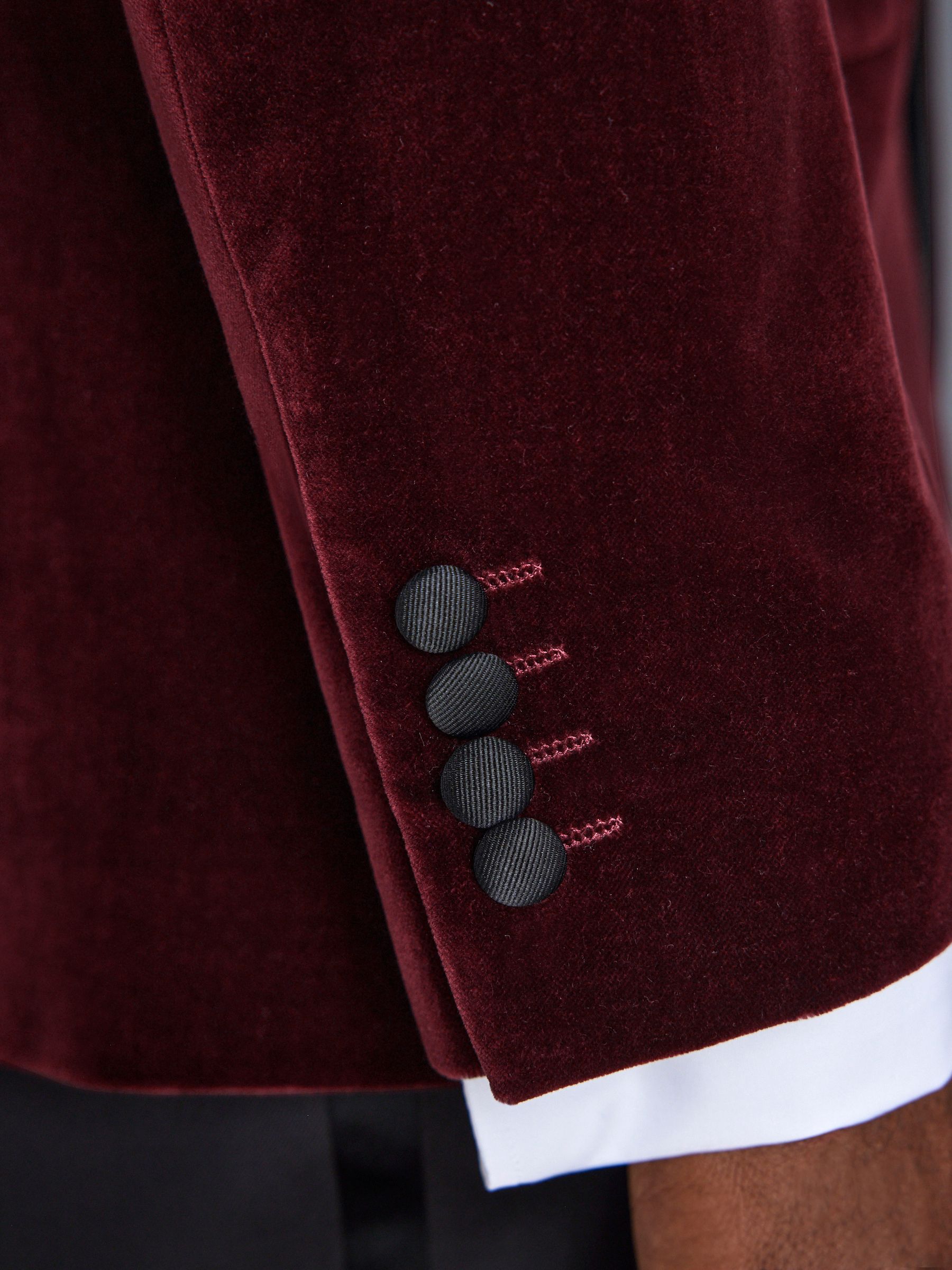 Bordeauxrood - Normale Pasvorm - Signature Pontoglio Italiaanse fluwelen blazer