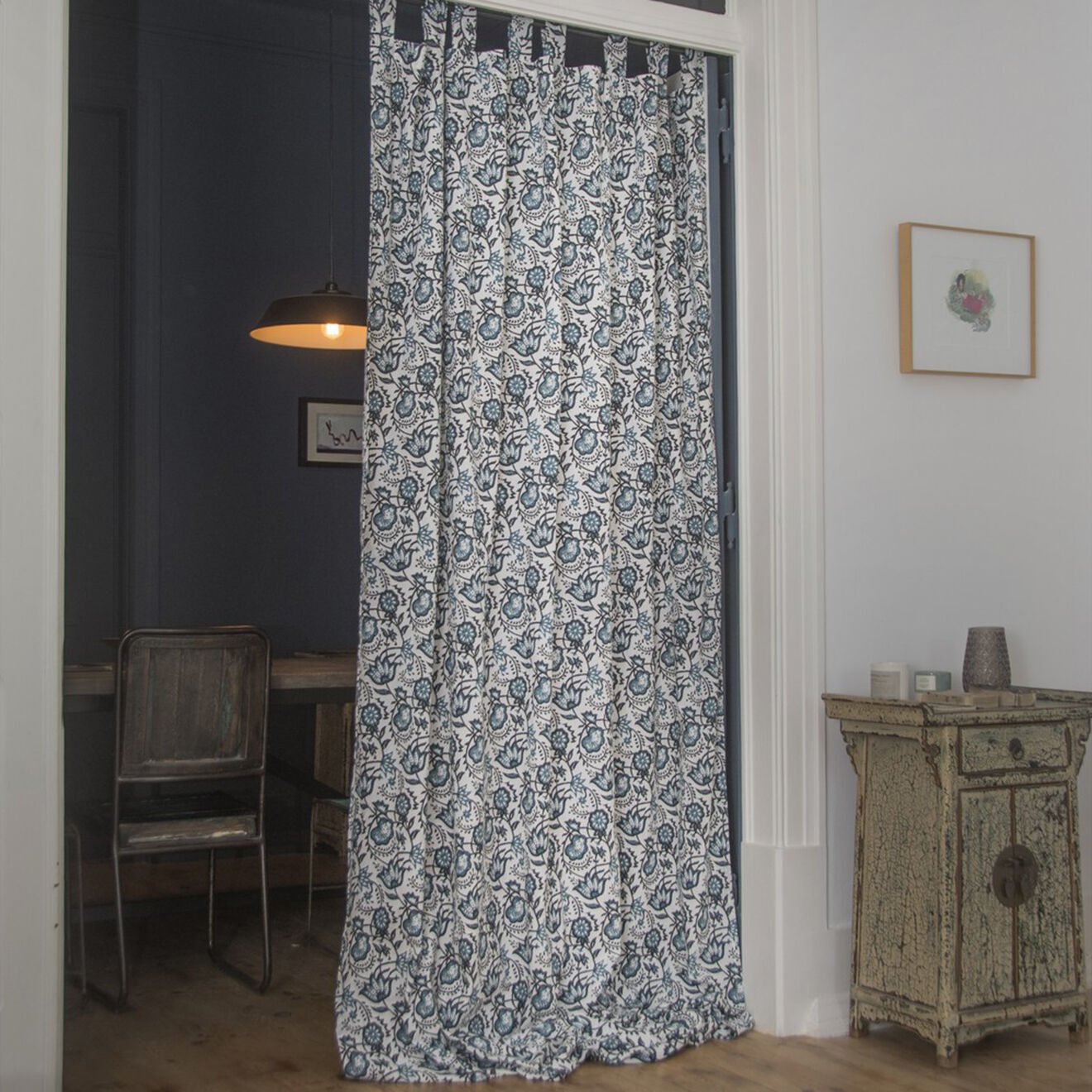 Febronie Rideau à pattes Carma bleu peacock - 150x300 cm