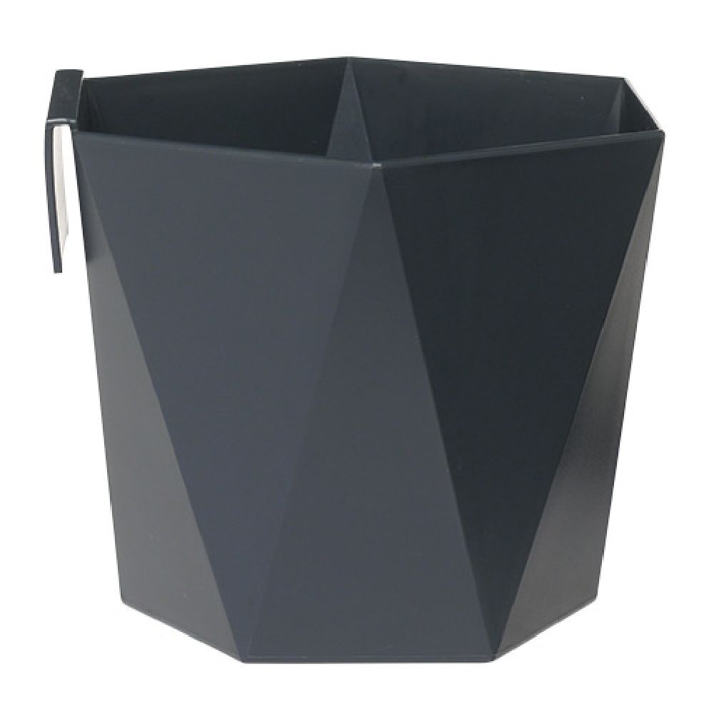 Pot hexagonal clipsable plastique gris anthracite 12x11xH.13cm
