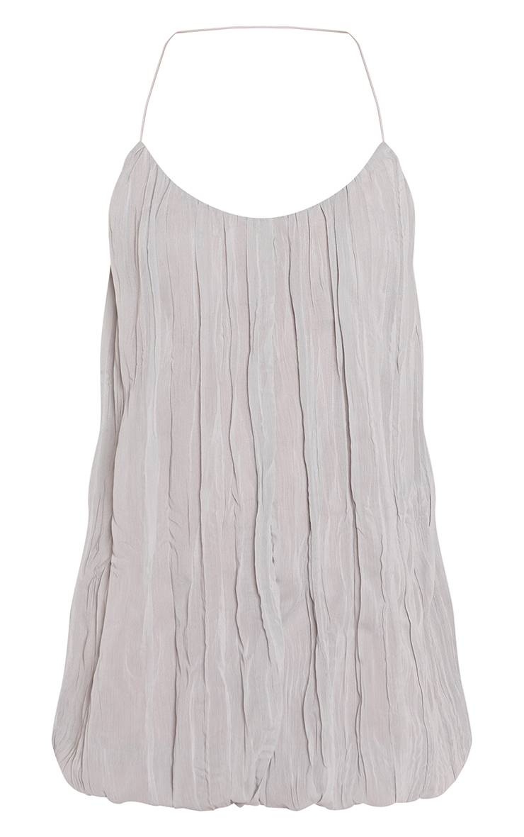 Dove Grey Robe Mini Texturée À Bretelles
