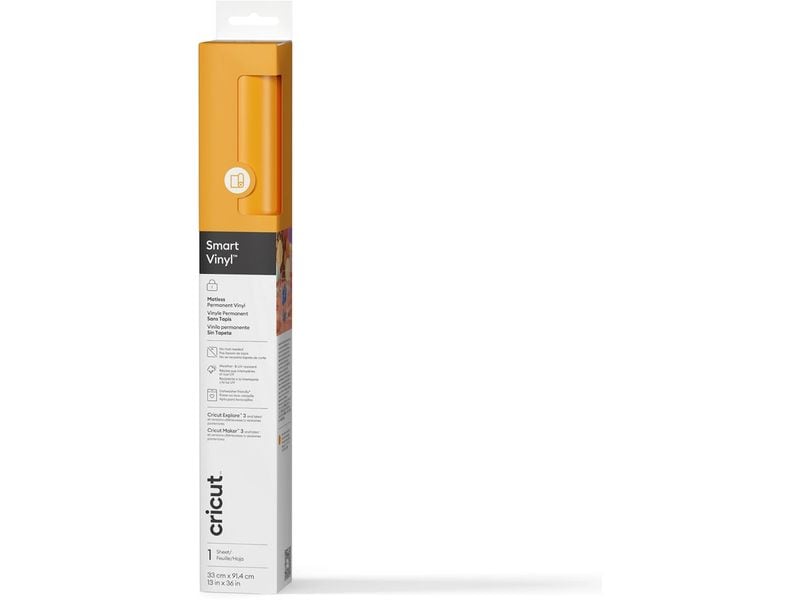 Cricut Vinylfolie Smart Permanent 33 x 91.4 cm, 1 Stück, Ge Selbstklebendes Vinyl Permanent Gelb Matte