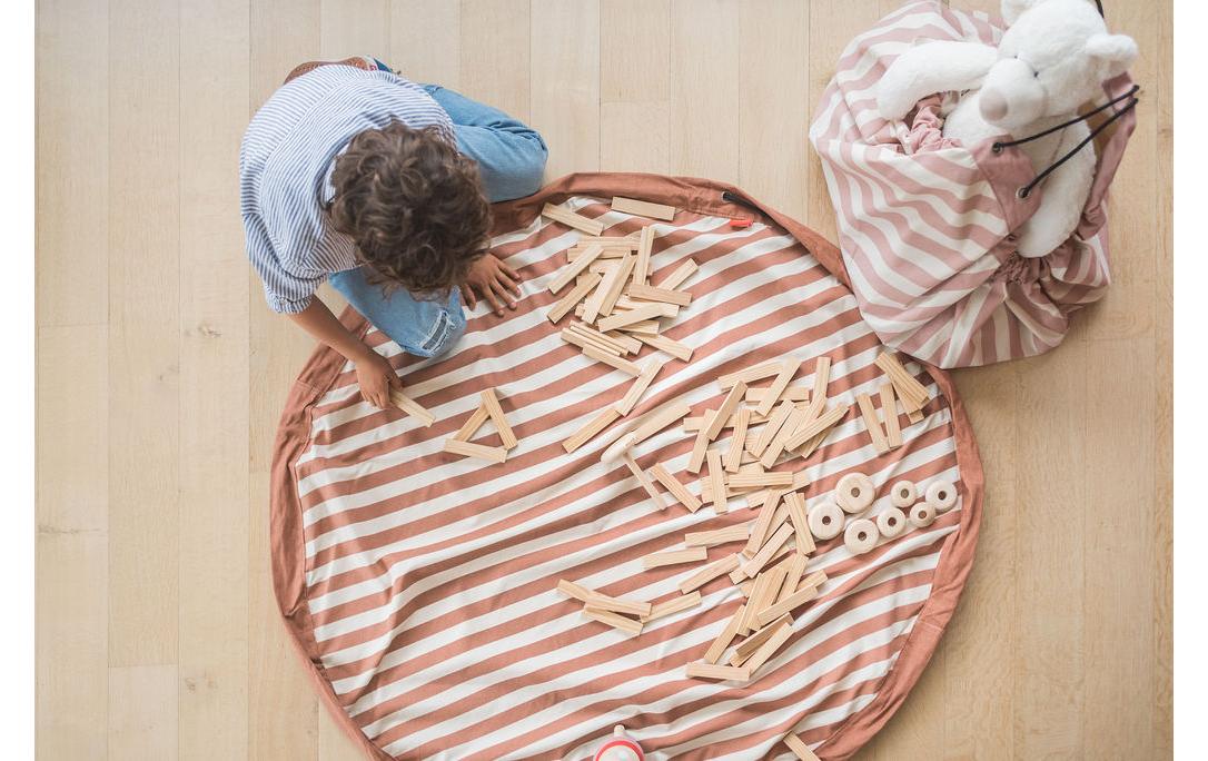 Spielzeugtasche Stripes brown2-in-1 Spielzeugsack und Spielteppich