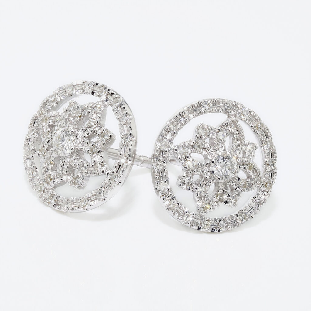 Boucles D'oreilles Puces Arroxa Or Blanc Diamant