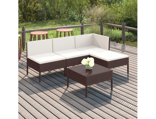 LES TENDANCES - Salon extérieur Salon de jardin-brun foncé-4 places-57x69x69-340174