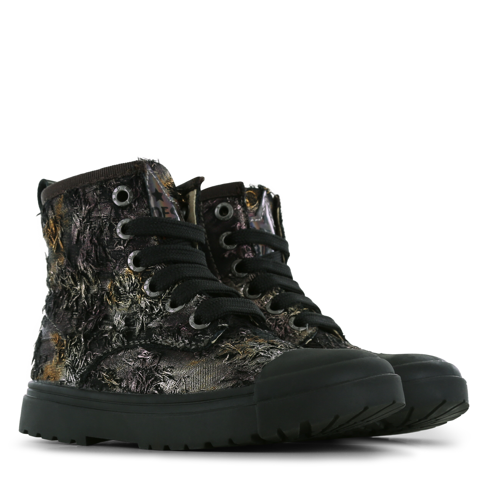 Shoesme metallic-zwarte bikerboot Microleer | Sale