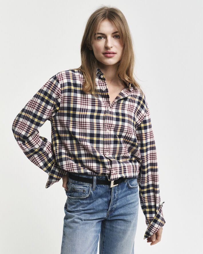 Gant REG FLANNEL PLAID SHIRT Cream