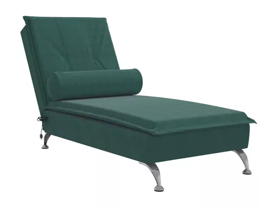 Prolenta Premium - Chaise longue de massage avec traversin vert foncé velours