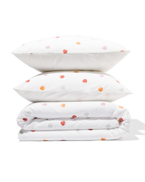 housse de couette en coton doux 200x200/220 pois blanc