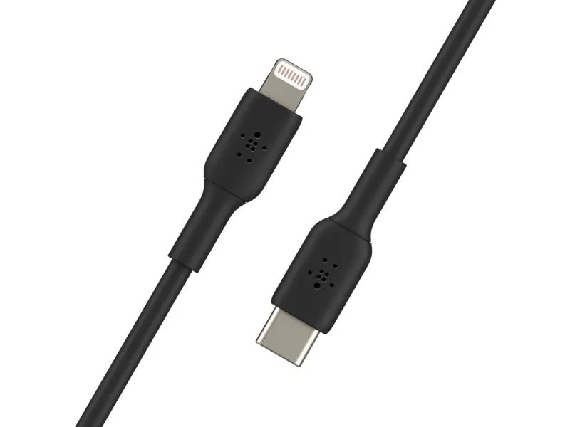 Belkin BoostCharge - Lightning-kabel - 24 pin USB-C han til Lightning han - 1 m - sort - USB Power Delivery (18 W)