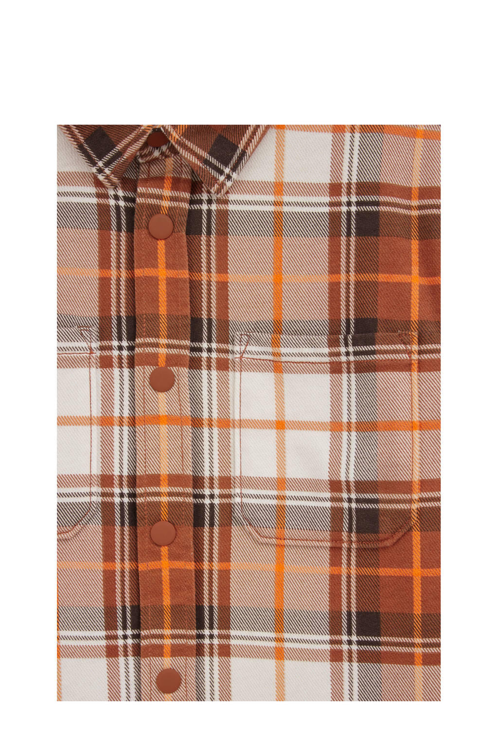 WE Fashion geruit overhemd oranje/ecru/bruin
