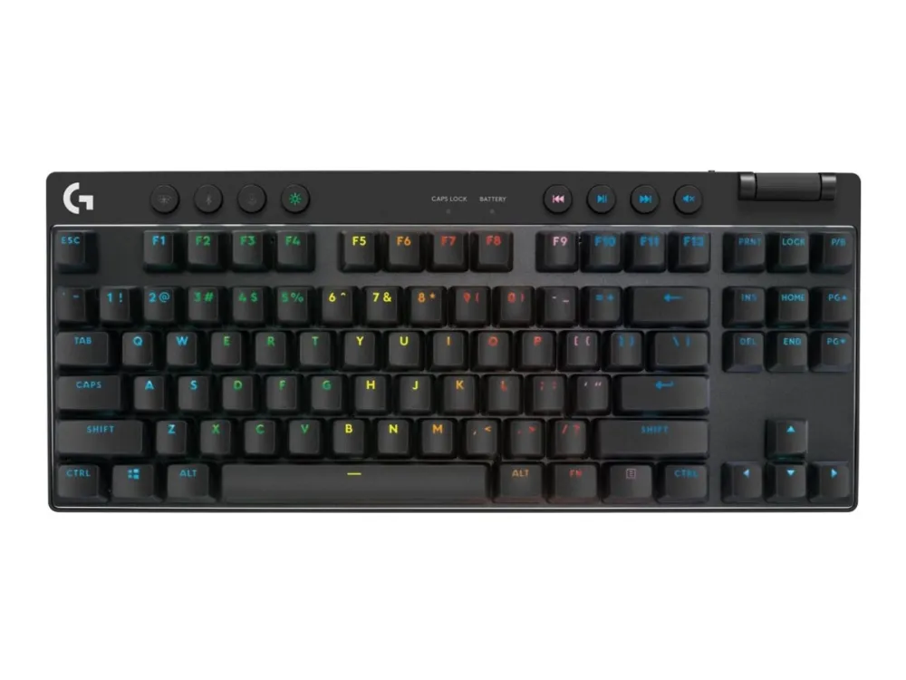 Logitech G PRO X TKL - Tastatur - gaming - bagbelyst - trådløs - 2.4 GHz, Bluetooth - QWERTY - US International - tastkontakt: Tactile - sort