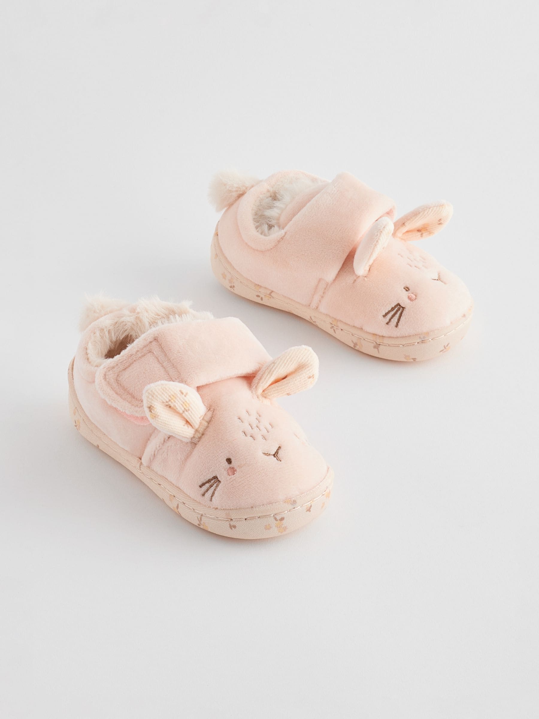 Naturel/crèmekleurig konijn - Pantoffels met antislip-zool