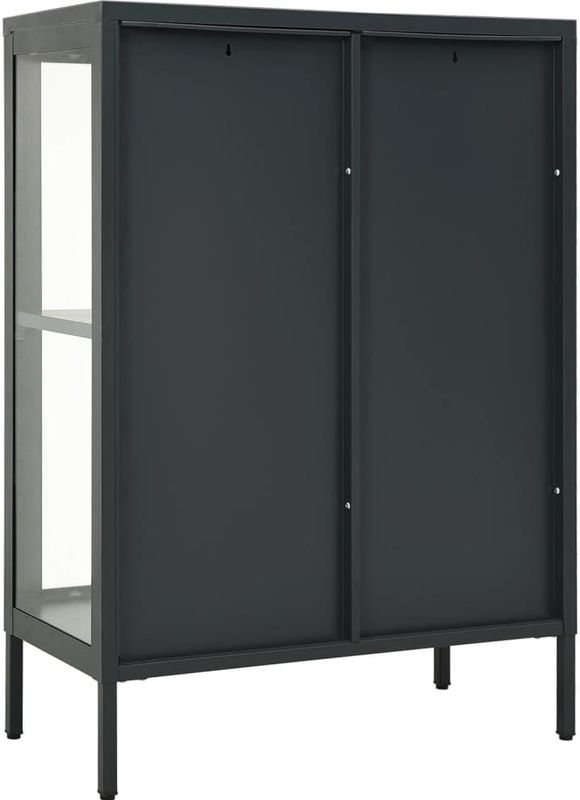 vidaXL Dressoir - Antraciet - Staal en Glas
