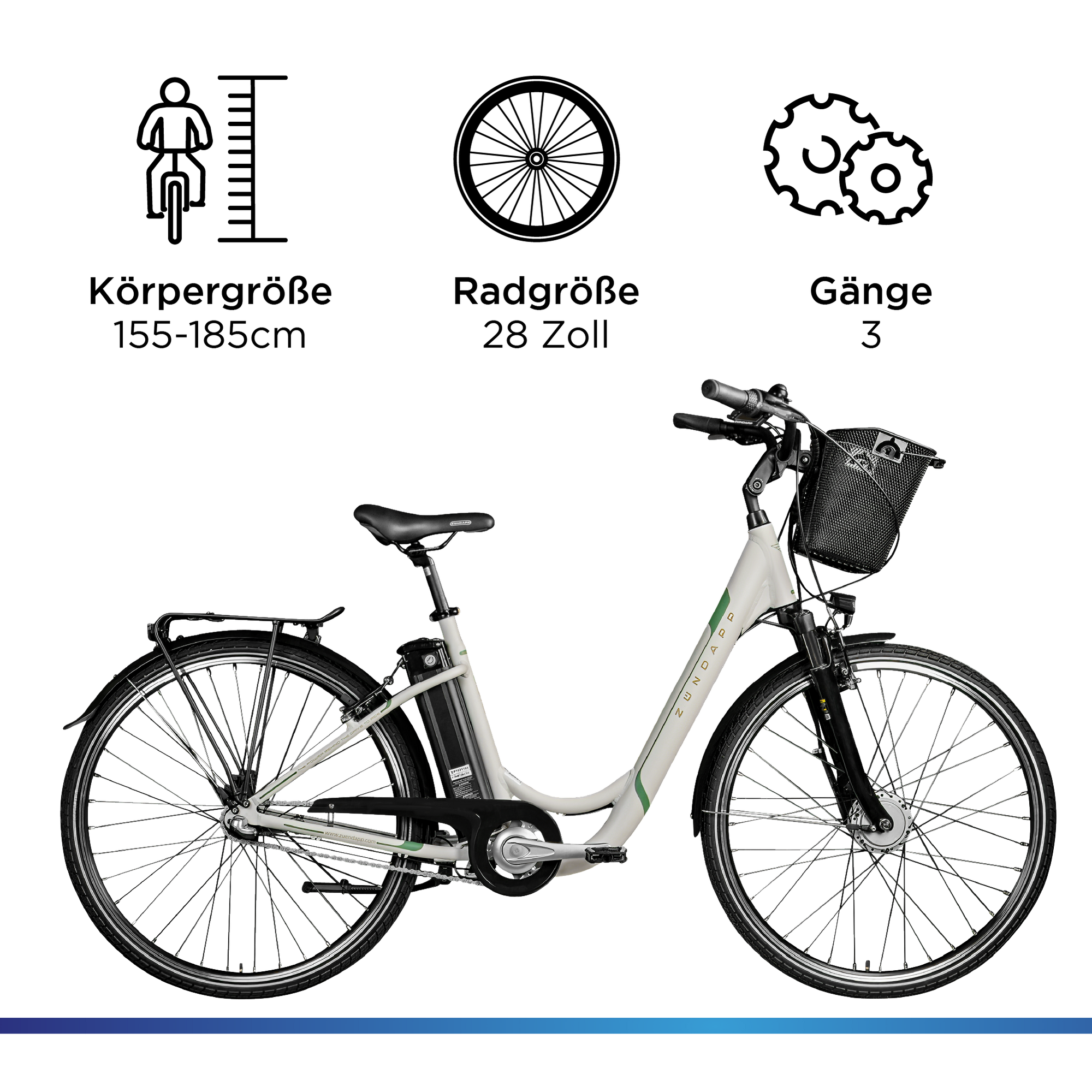 Zündapp Z510 E Bike 28 Zoll Damenfahrrad ab 155 cm mit 3 Gang Nabenschaltung und Rücktrittbremse