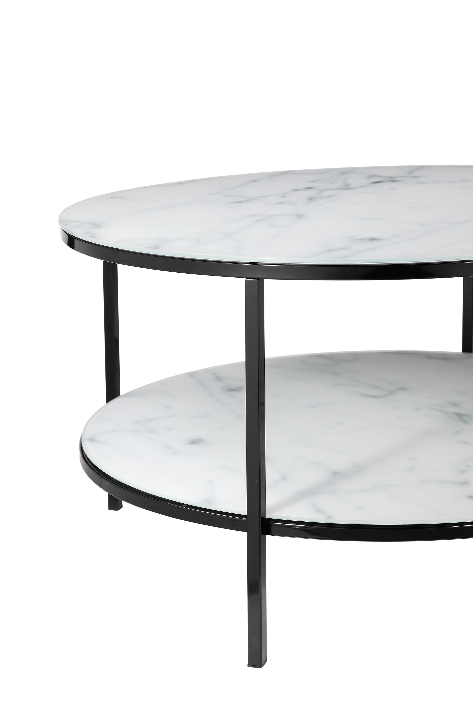 Couchtisch Ø80cm Marmor Optik Glastisch Sofatisch Beistelltisch Wohnzimmer Tisch