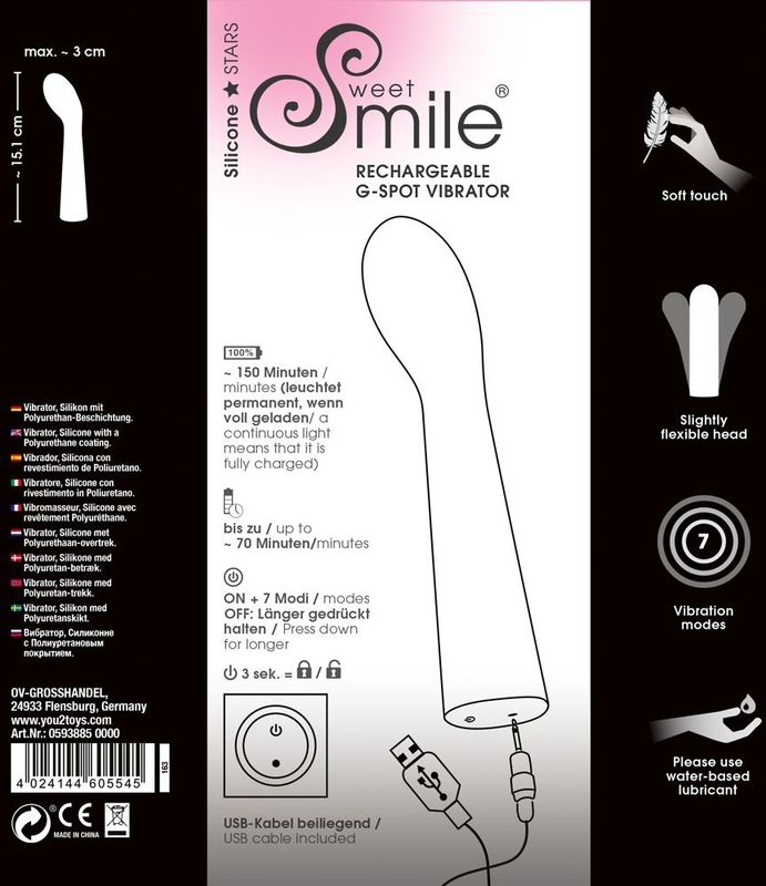 Sweet Smile Oplaadbare G-spot Vibrator Flexibel en Zacht