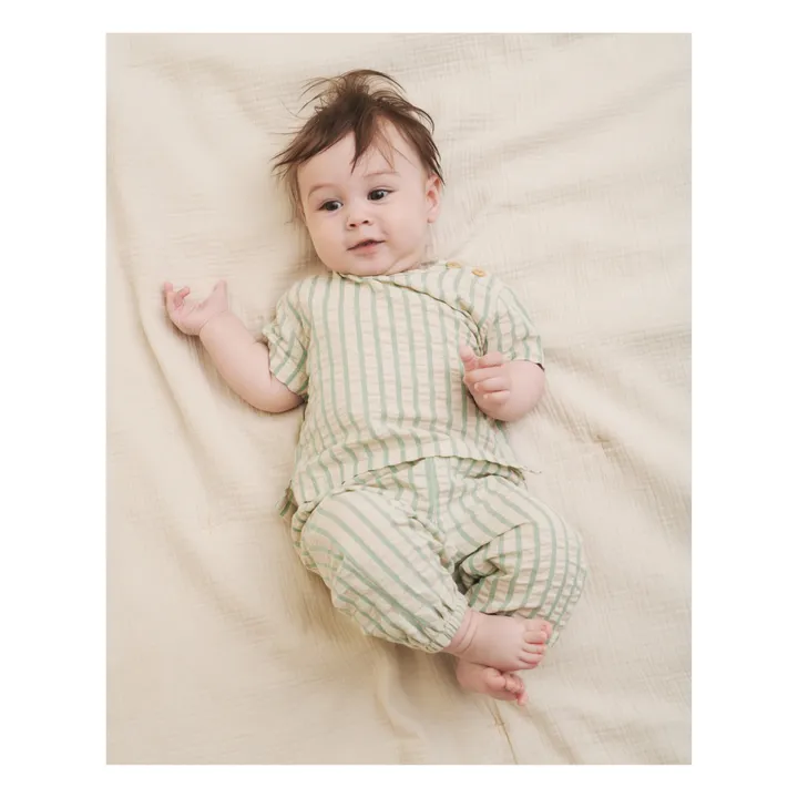 garbo&friends Pantalon Rayé Seersucker Bébé | Vert