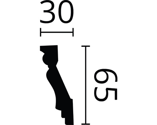 Plafondlijst E21 1 st. 2 m x 30 x 65 mm