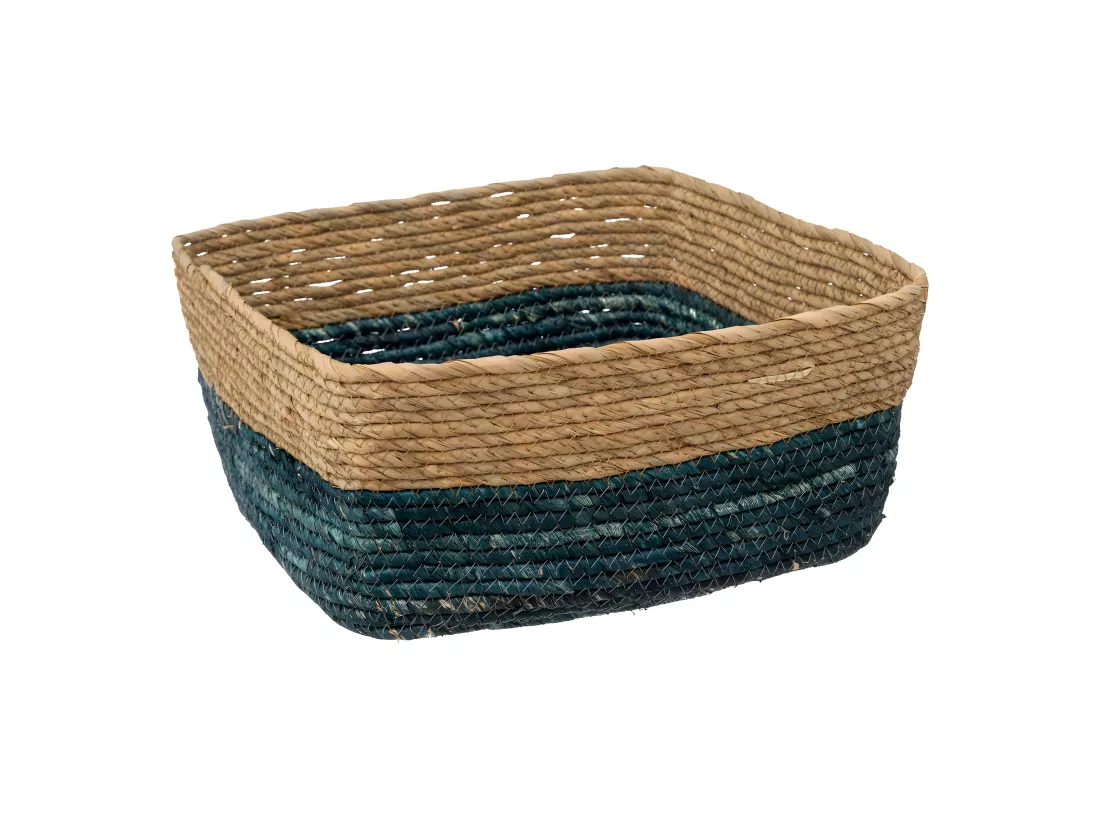 Boîte de rangement Bleu tressé bicolore 31 x 15 cm