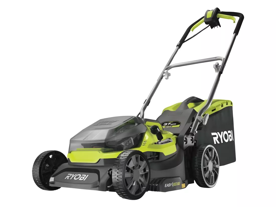 RYOBI Tondeuse Hybride - Ø 37 cm - 2 batteries LithiumPlus 36V 5,0 Ah - Noir et vert