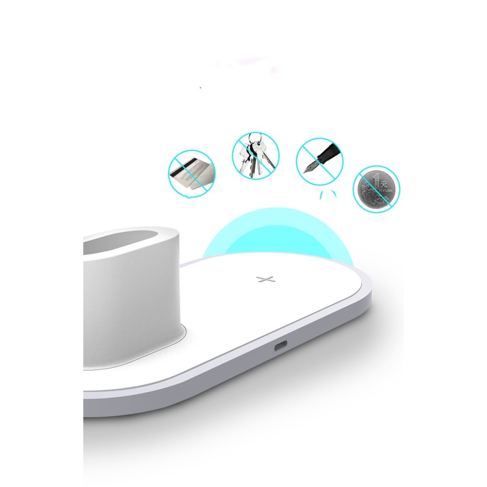 (20W) 3in1 Multifunktions Fast Charge Qi Wireless Ladepad für iPhone / Apple Watch / AirPods Ladeanschluss - Weiss