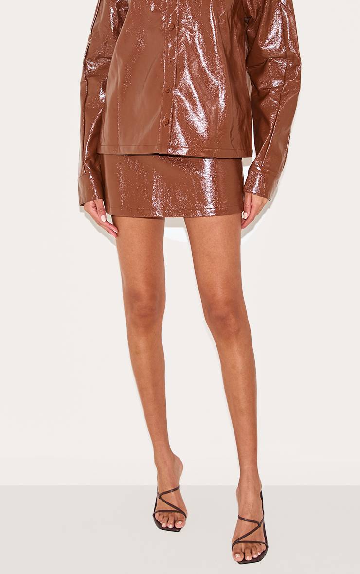 Chocolat Ensemble Jupe Courte En Synthétiquecuir