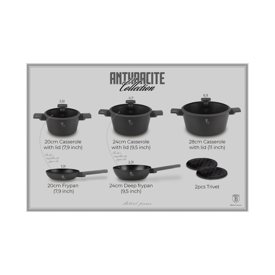 Berlinger Haus 10-teiliges Kochgeschirr-Set Anthracite Collection