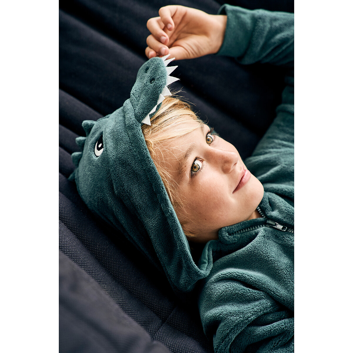 COLEÇÕES LA REDOUTE<br>Macacão com capuz, em fleece, estampa de dinossauro