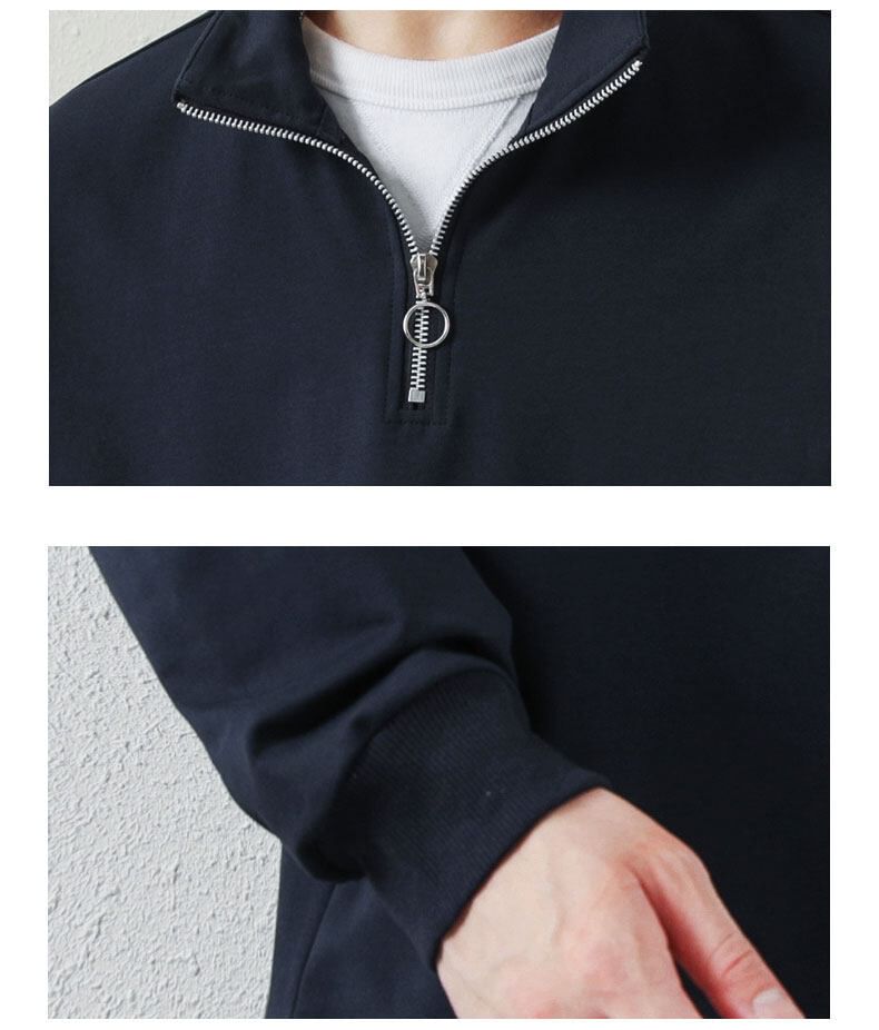 Lefitt - effen sweatshirt met halve rits