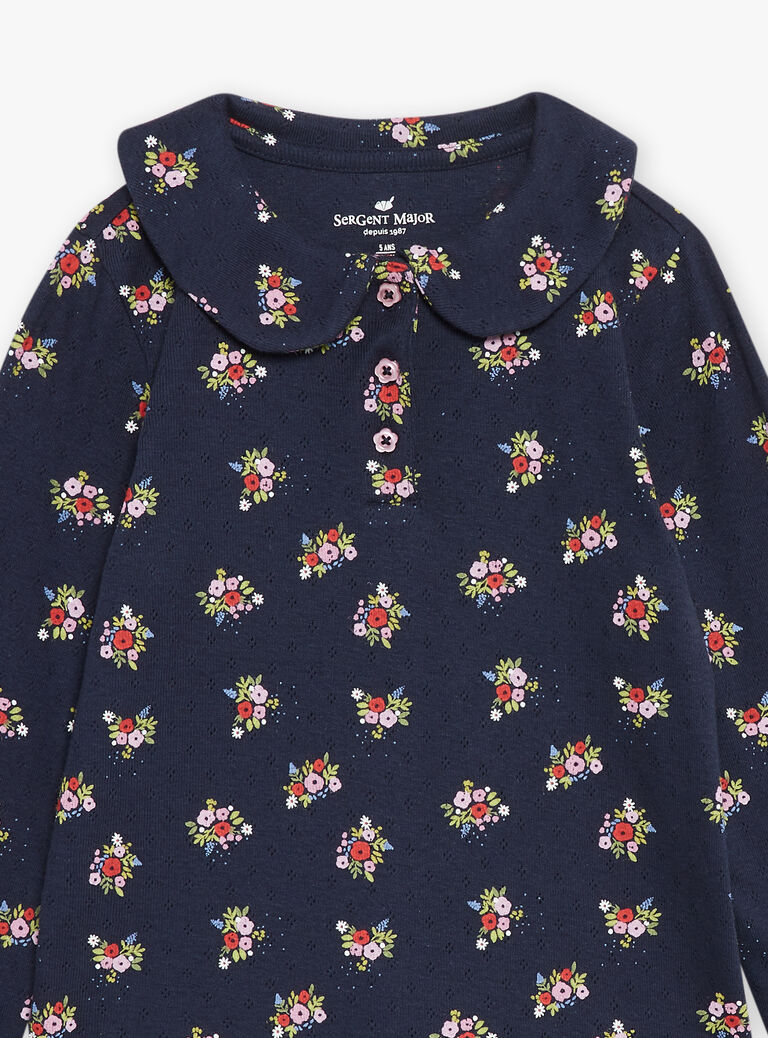 Pyjama bleu marine à imprimé fleuri
