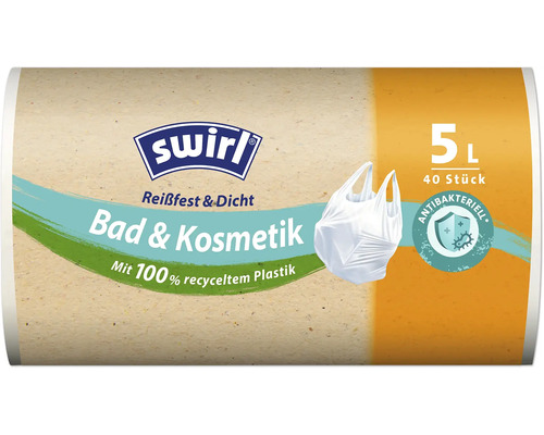 Swirl Badkamer & Cosmetica Vuilniszakken met Draaggreep 5 l 40 Stuks