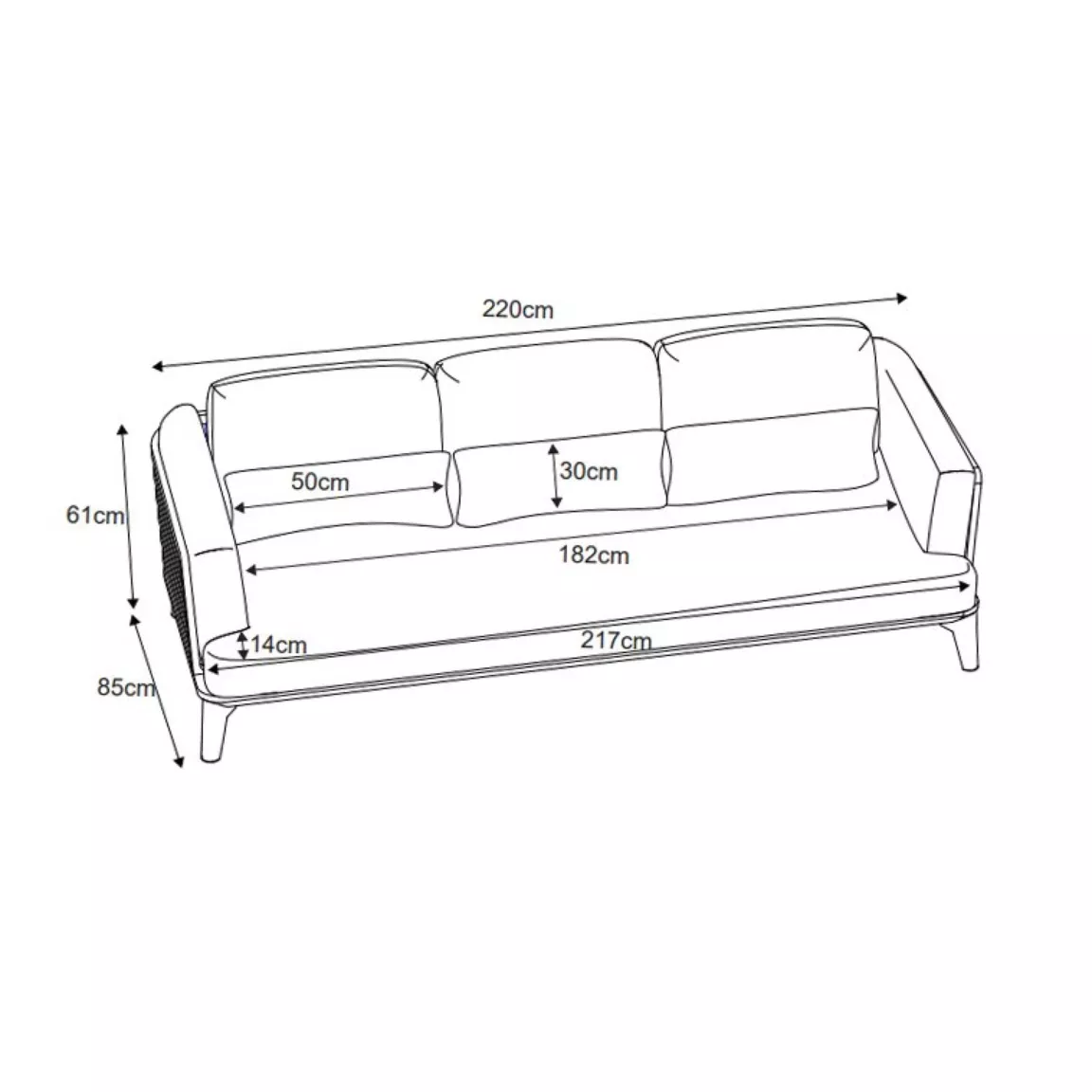 Canapé de jardin en aluminium 3 places Monte Carlo Gris anthracite et taupe
