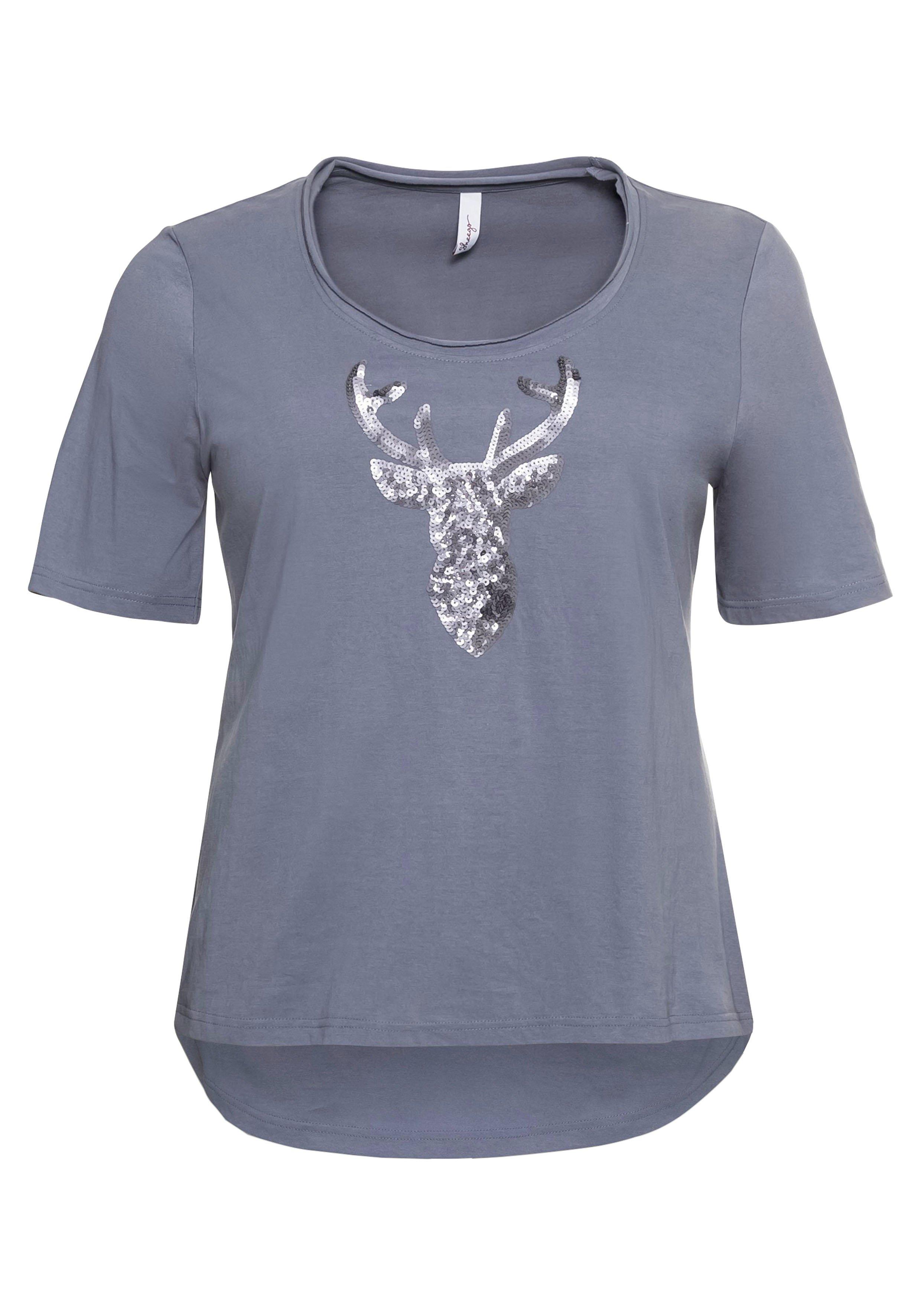 Shirt im Trachtenlook, mit Pailletten