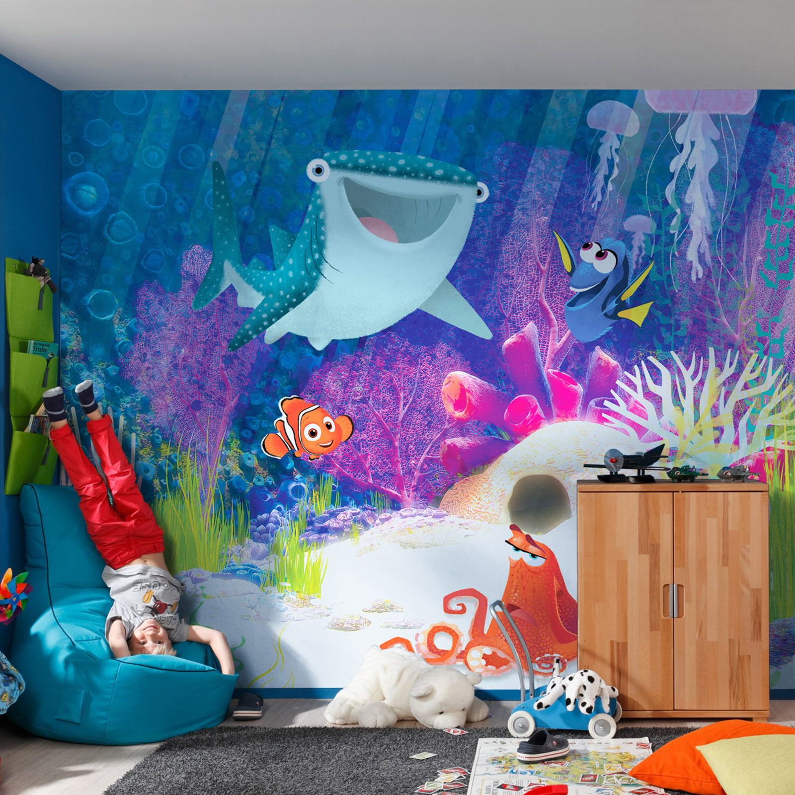 Vlies-Fototapete DORY AQUA PARTY - bunt - 300x280 cm