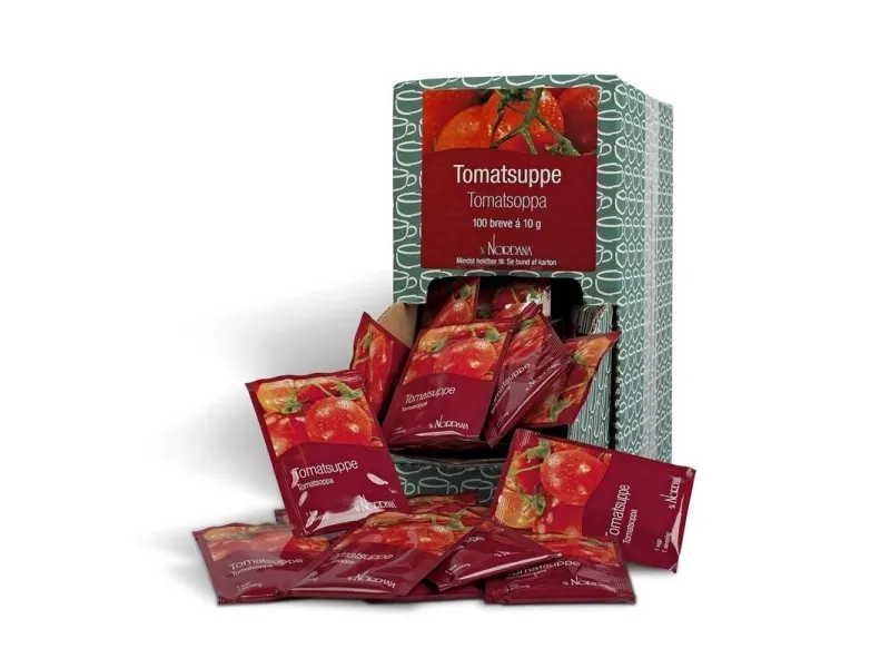 Tomatsuppe 10g med 100 breve i borddisplay