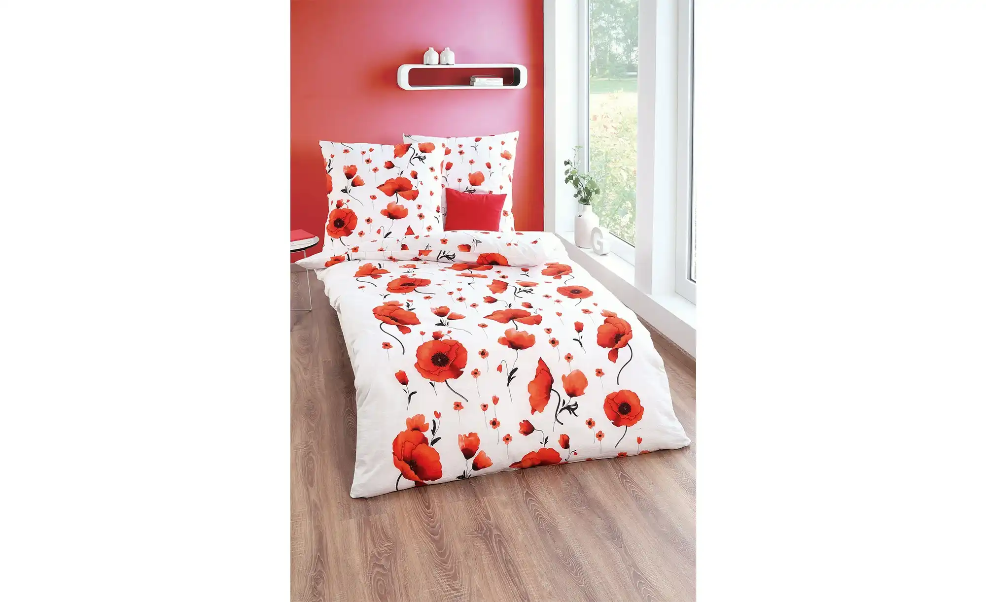 kaeppel Baumwoll Seersucker Bettwäsche Scarlett Poppies