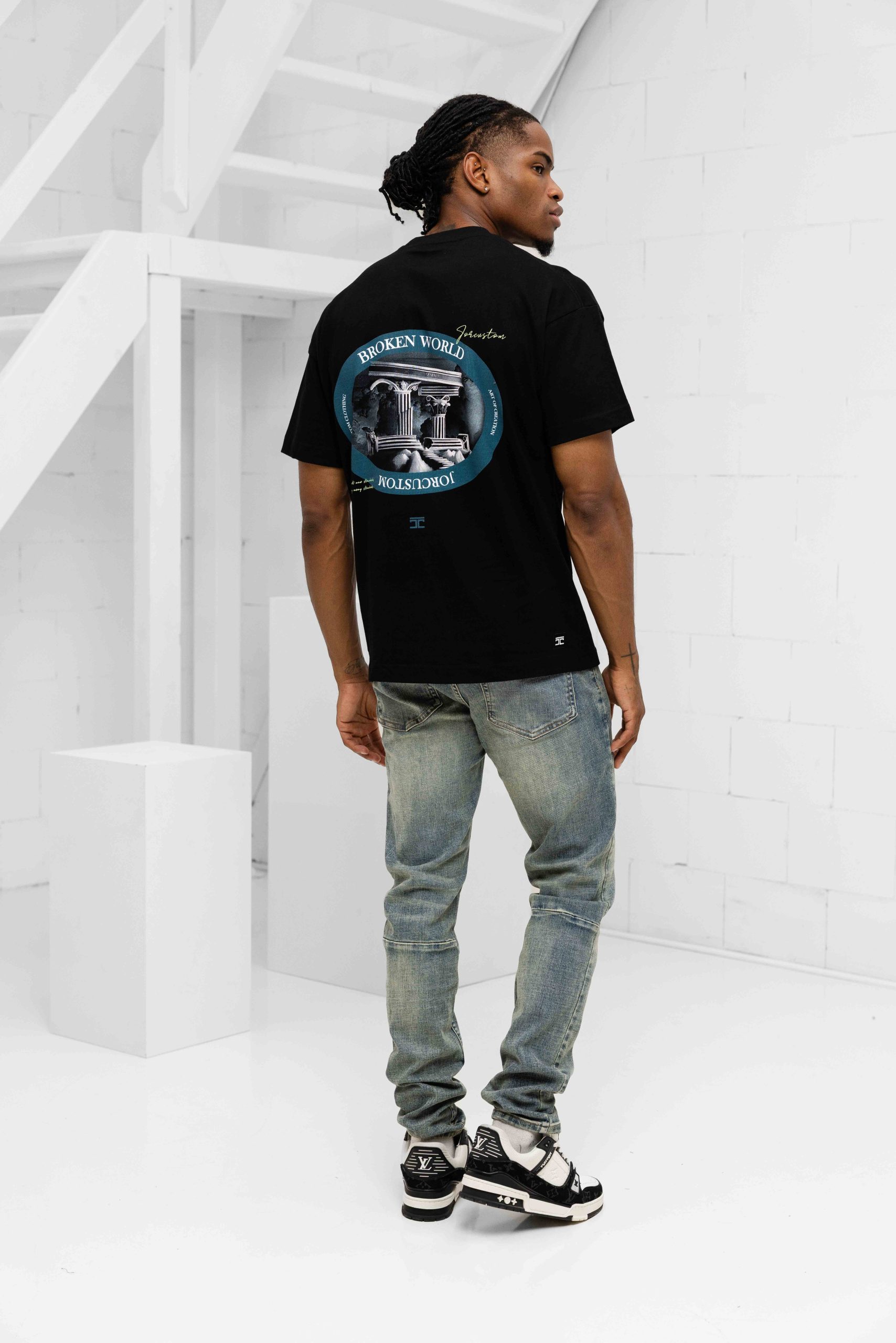 Jorcustom Broken World Loose Fit T-Shirt Heren Zwart