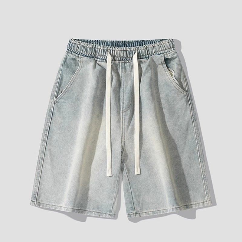 Acrius - Denim shorts met trekkoord en wijde pijpen