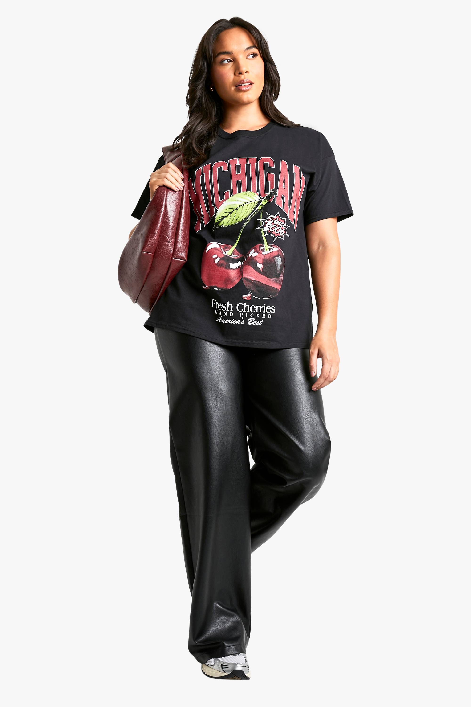 boohoo PLUS MICHIGAN CHERRY T-SHIRT SURDIMENSIONNÉ