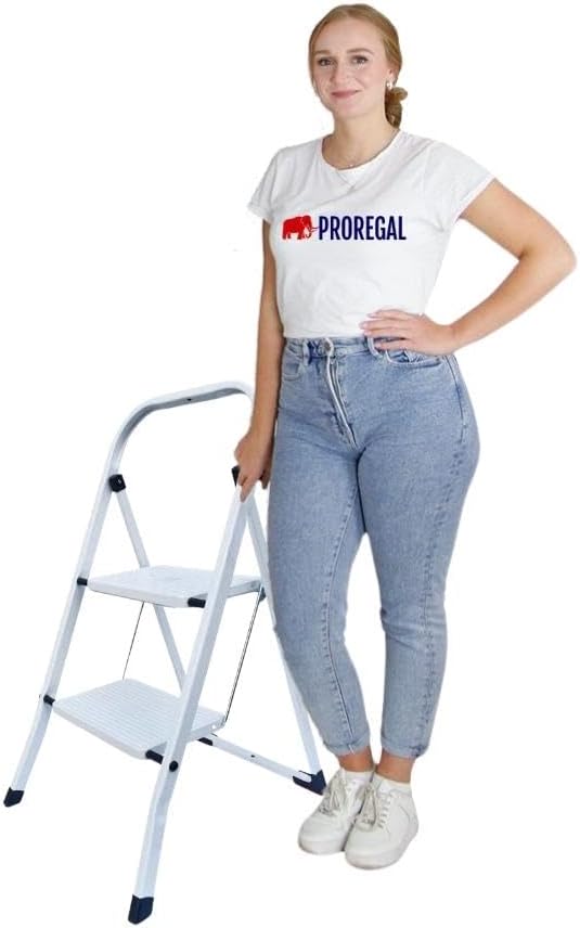 PROREGAL Vouwladder Economy Basic, eenzijdig toegankelijk, 2 treden, werkhoogte 2,47 m, draagvermogen 125 kg
