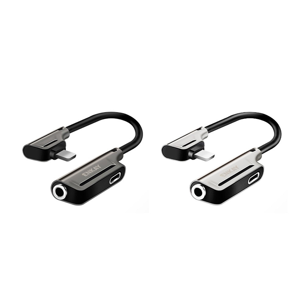 (6cm) 2in1 Lightning auf 3.5mm Klinke   Lightning Audio Musik Kopfhörer Lade Adapter Splitter - Schwarz