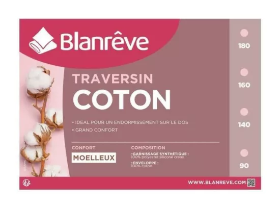 Traversin en coton 140 cm - Blanc